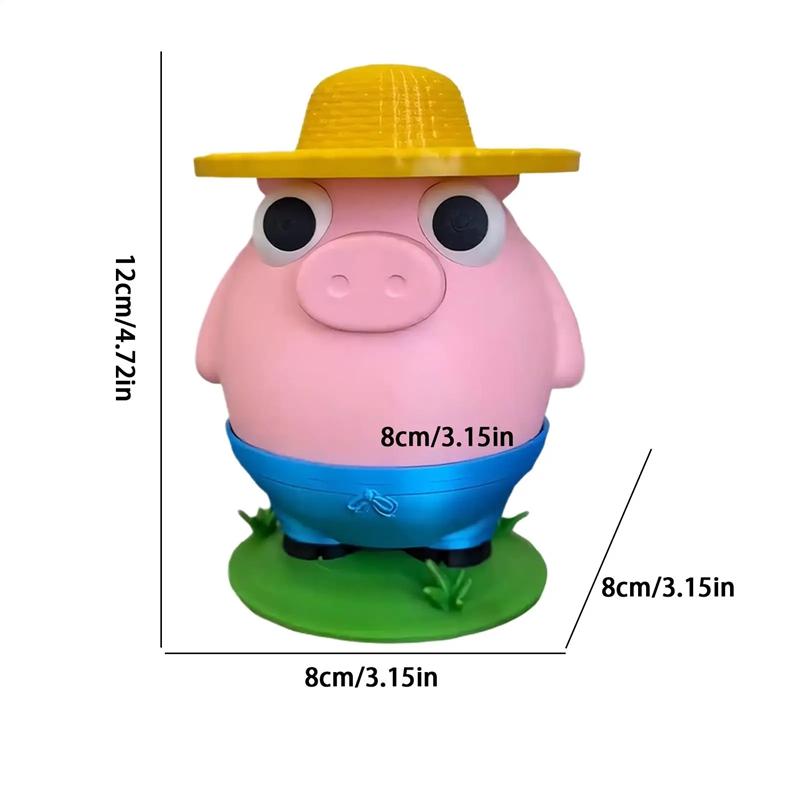 3D Printed Farmer's Crack Coin Bank Funny Pig Money Bank for Kids Wacky Saving Coin Jar Ornament for Desk Decoration
