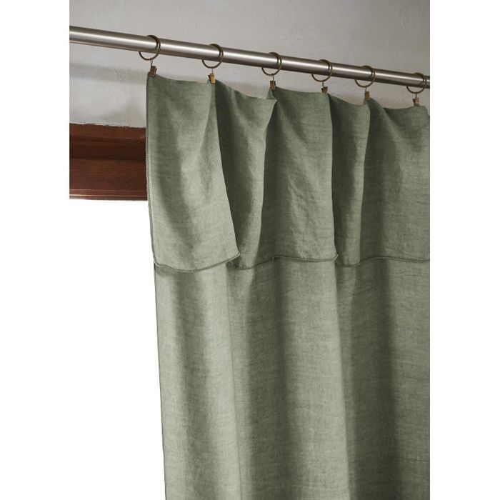 Set of 2 Adjustable Curtains + 8 Clip Rings 140 X 270 Cm "Lysandre" Lyocell The Butterfly Effect - Thyme