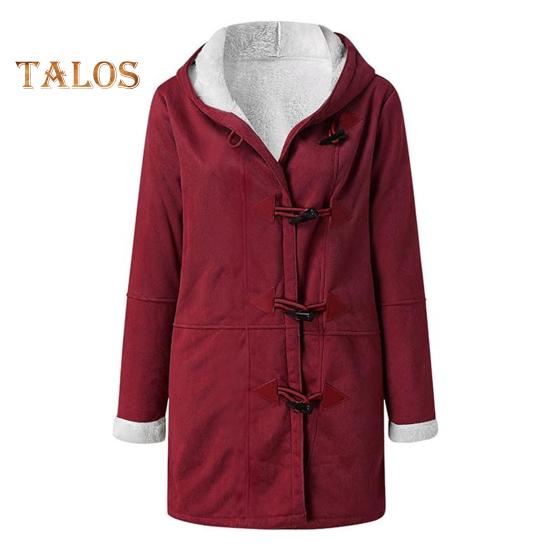 

Женское зимнее пальто с капюшоном и карманами, утолщенная флисовая подкладка из искусственной замши, термокуртка средней длины с длинным рукавом, повседневная верхняя одежда для активного отдыха L вино красного