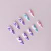 24pcs Long Press on Nails Stiletto Fake Nails Floral Design Reusable Resin Fake Nails for Shopping Traveling Dating