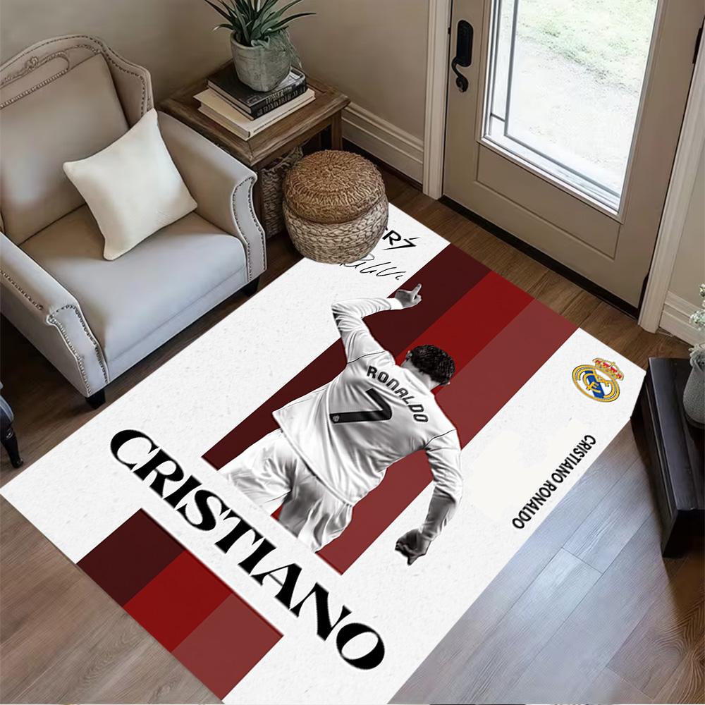 Powerful Football Legend Cr7 Area Rug Perfect for Entryway Kitchen Game Room Balcony Antislip Carpet Anime Office Decor