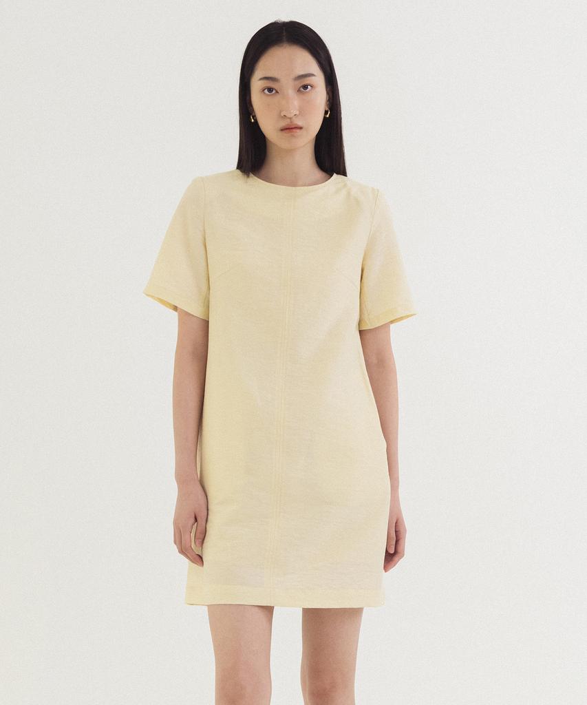 Siyajyu Sia8036 Washer Mini Short Sleeve Dress_Lemon