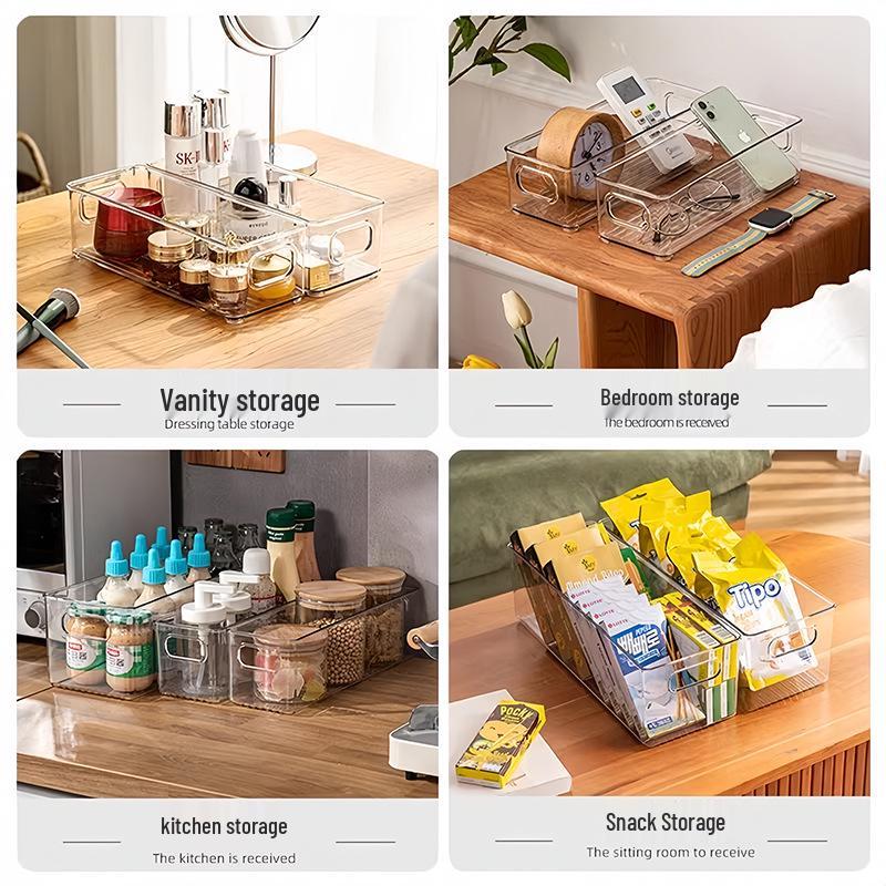 Transparent Kitchen Cabinet Organizer and Under-Sink Storage Box for Snacks and Sundries