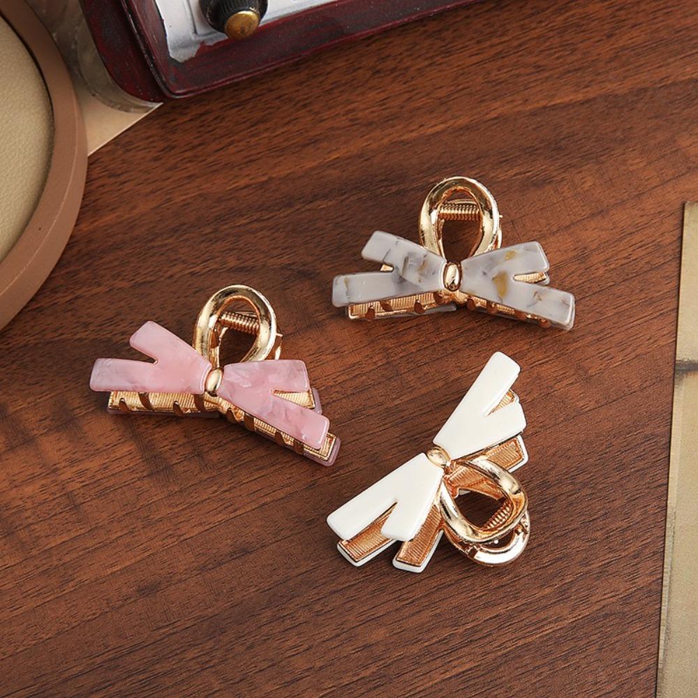 Geometry Bow Hair Claw Colorful Hair Grab Clip Retro Acetate Shark Clip Travel