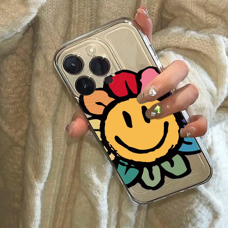 Smiley Sonnenblume Geeignet für iPhone17 Space Handyhülle 16Pro Rundumschutz x Apple 14 Rundumschutz 15 Schutzhülle