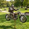 Wind Spinner Garden for Outside Big Foot Riding Motorcycle/Truck/Airplane Metal Rotatable Patio Yard Windmill with Stake Retro Courtyard Porch