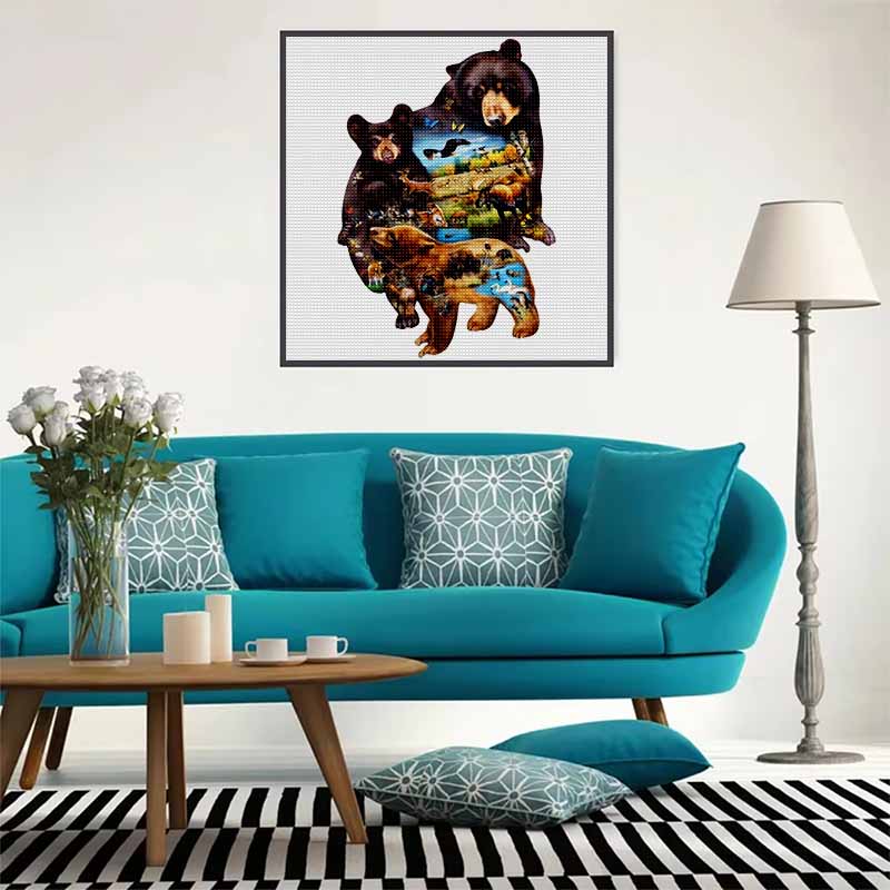 New Arrival 5D DIY Full Circle Diamond Painting "Bear" Embroidery Cross Stitch Home Decor Gift