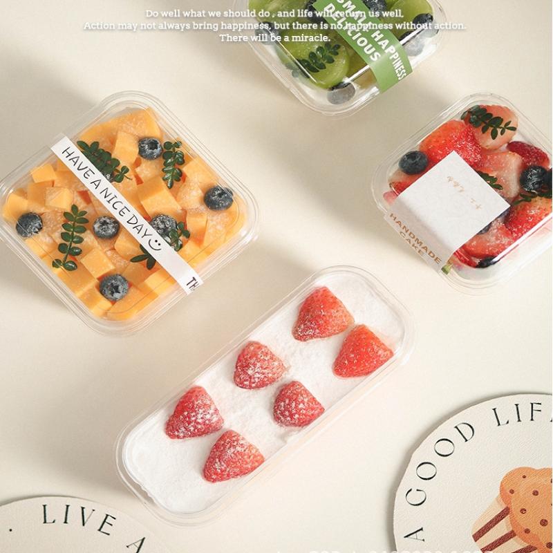 10Pcs Rectangle Plastic Cake Box With Lid Bread Container Cake Packaging Portable Mousse Gift Box Christmas Wedding Party