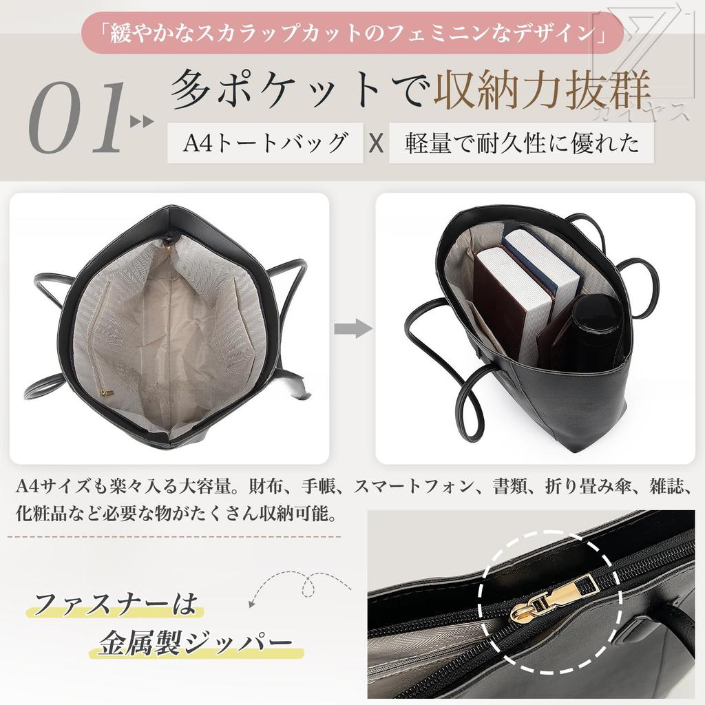 Kayiyasu Damen große Kapazität Tragetasche, Businesstasche, Umhängetasche, Schultasche, Pendlertasche, A4-Größe, PU-Leder (khaki)