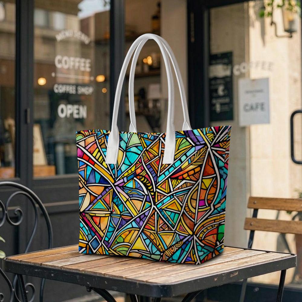 Colorful Geometric Stained Glass Style Casual Daily Tote Bag