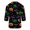 Men's Casual Halloween Printed Crew Neck T Shirt Three Quarter Sleeve Top Suitable for Seasonal Wear and Everyday Use