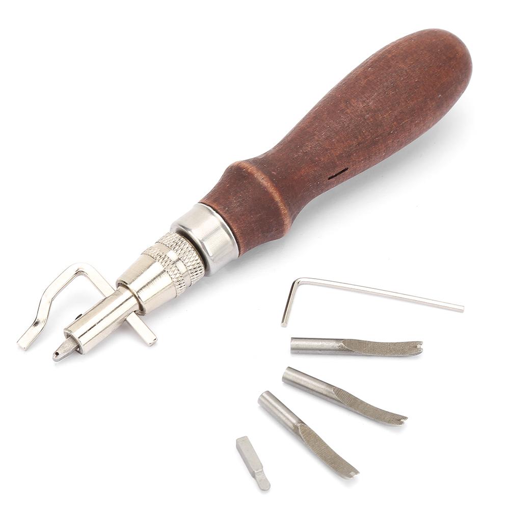7 In 1 Multifunction Edge Beveller Groover Handle Leather Creaser Edge Trimming Tool