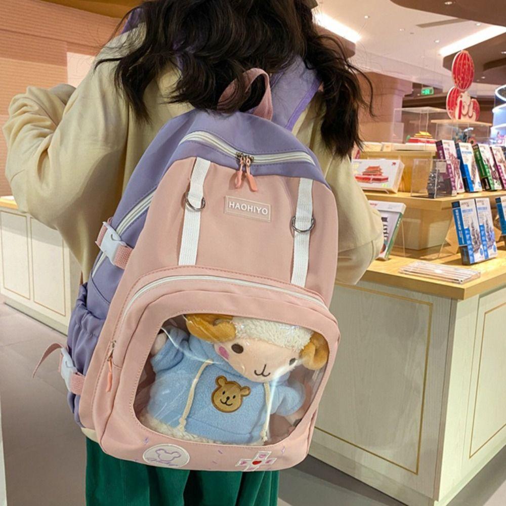 Transparent Students Backpack Multi Pocket Double Shoulder Bags Large Capacity School Bag  College