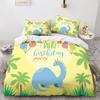 Dinosaur Duvet Cover Set Queen Twin Size,3Pcs Cartoon Dino Print Bedding Set for Kids Boys Room,Soft Microfiber Comforter Cover