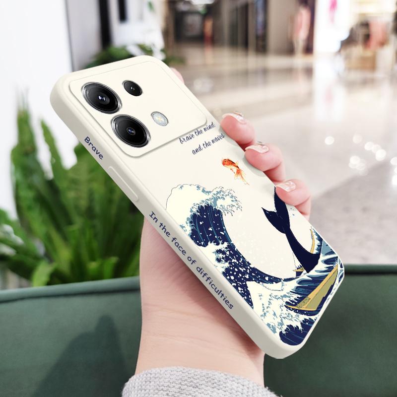 Чехол для телефона  Накатывающаяся волна и кит  для Xiaomi Poco F7 X7 X6 F6 M6 M5 M5S F5 X5 F4 X4 M4 F3 M3 X3 Pro 4G 5G GT Силиконовый чехол Poco F4 белый