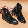 Men's European-American Leather Knight Boots: Large Size, Fashionable, Casual, Thick Sole, Height-Boosting, Winter-Autumn Dr. Martens Style.
