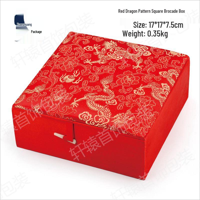 Large Red Brocade Box for Jewelry, Gemstones, Calligraphy, Paintings, Books, and Collections