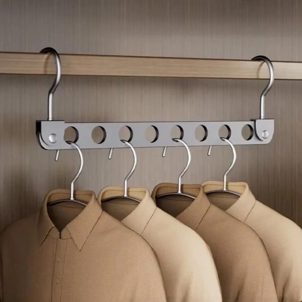 6/8 Holes Storage Rack Rotatable Foldable Wardrobe Space Saver Metal Material Space Saving Design Hook Rack Closet Storage