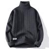 Men's Thick, Warm, High-Neck Sweater for Fall/Winter: Relaxed-Fit, Loose-Fitting Cable-Knit Sweater