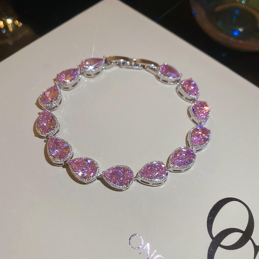 Europe and the United States Hot-selling Color Oval Love Zircon Bracelet Light Luxury Bracelet Personalized Jewelry Women