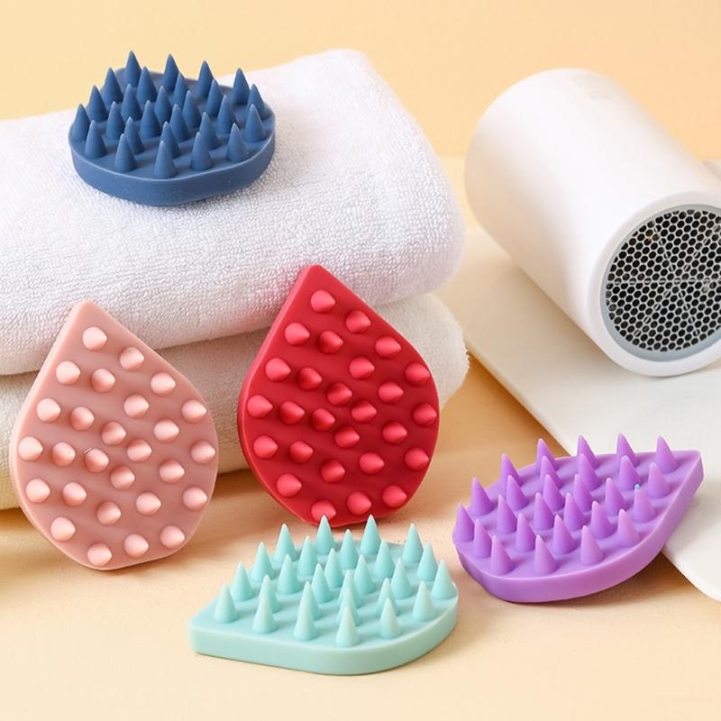 Silicone Shampoo Brush Scalp Massage Brush Wet and Dry Hair Washing Brush Water Droplets Shaped Shampoo Comb for Daily