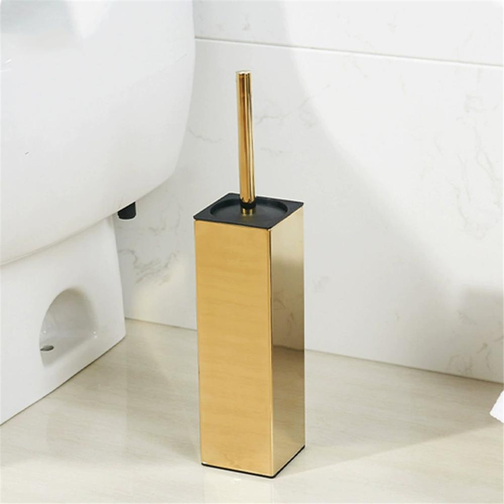 Black Toilet Brush Holder with Brush SUS304 Chrome Bathroom Toilet Scrub Cleaning Brush Holder Set