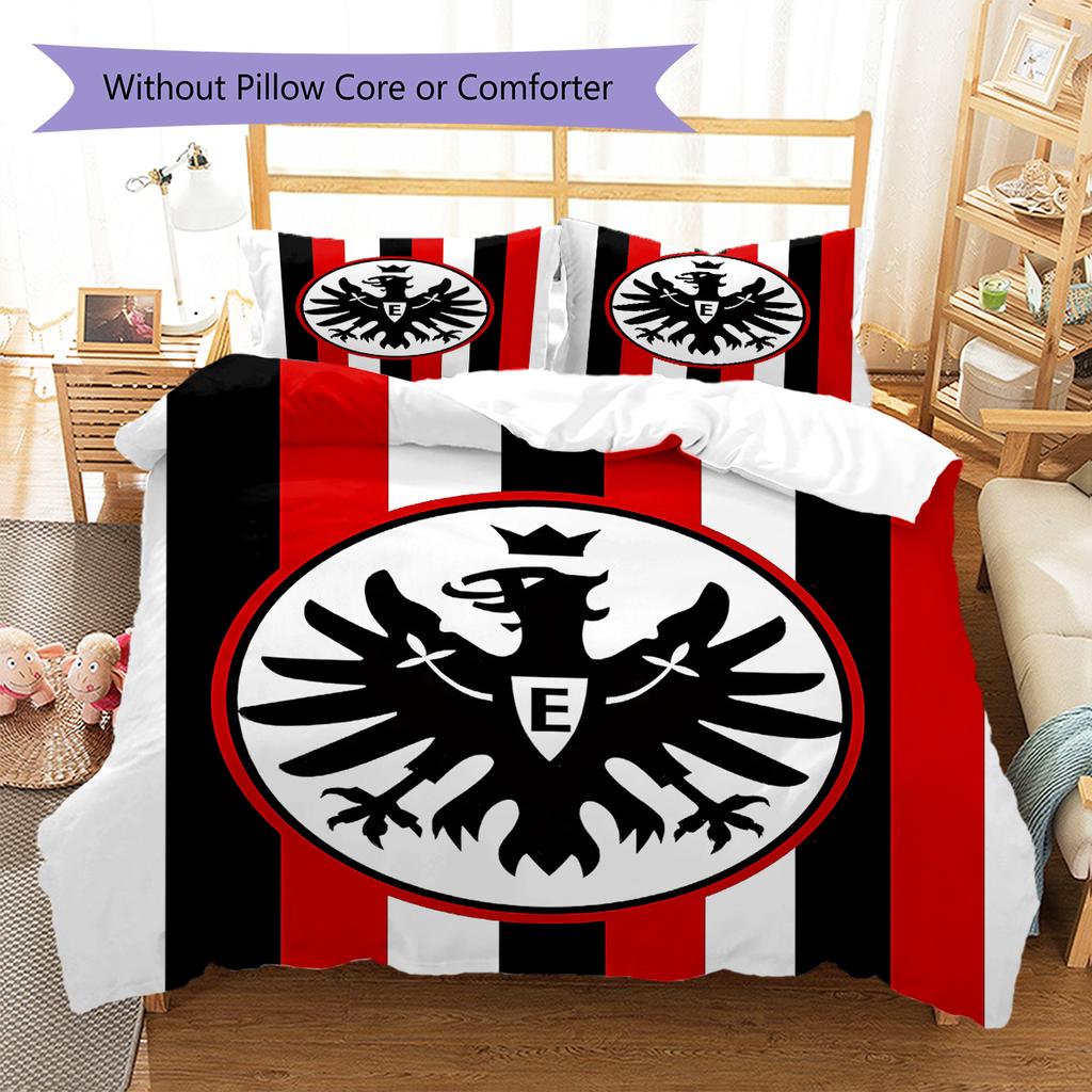 Biancheria da letto con motivo calcistico di Francoforte, Set piumone Copripiumone Federa Regalo di compleanno per la casa (1 * copripiumino + 2 * federa, senza nucleo)