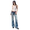 American retro micro-pull jeans women's spring new low-rise elastic and thin versatile horseshoe flared pants
