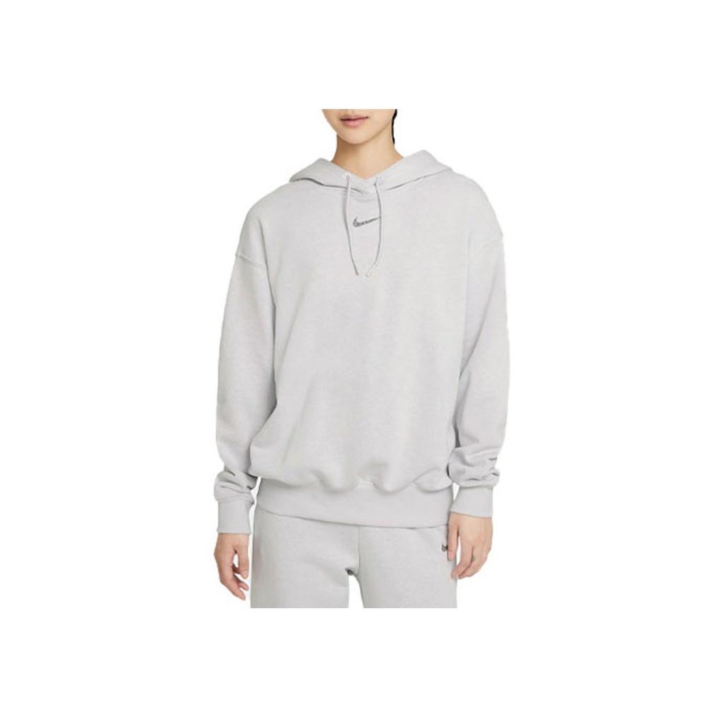 Nike Sw Collection Easy Logo Printed Sports Knit Pullover Hoodie Women Hoodies Light-Silver-Gray DJ6940-094