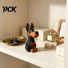 Artistic Shelf Accent Doberman Wooden Ornament, Hand Carved Creative Sculpture, Cute Craft Dog Figurine for Home And Entryway Handmade Birthday Gift
