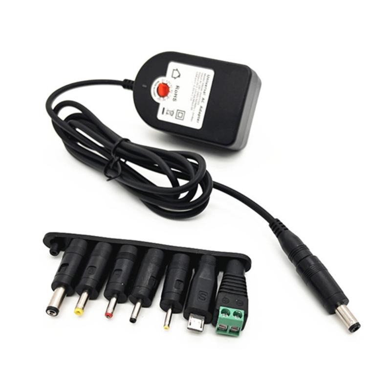 36W Charging Adapter 3-12Volt Adjustable AC100-240V to DC5521 Charger with Interchangeable Tip