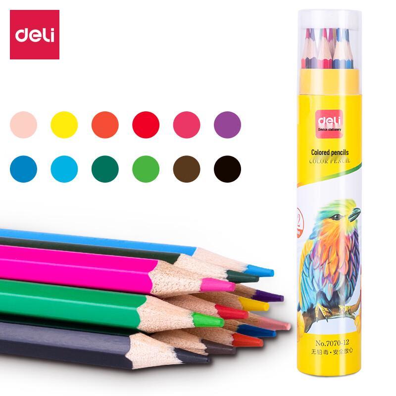 Deli 7070-12 12-Color Hexagonal Colored Pencils