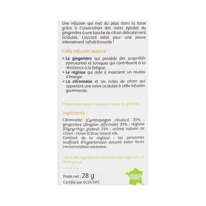 Vitavea - BioNutrisanté - Invigorating Ginger Lemon Infusion - 20 Sachets