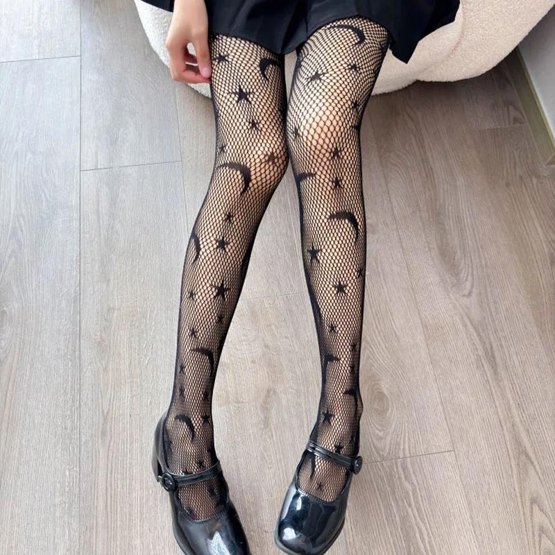 

Лолита Стиль Девушки Колготки с Принтом Пентакля Женские Сексуальные Готические Панк Пятиконечная Звезда Сетка Женские Колготки в Сетку Чулки для Тела One Size чёрный