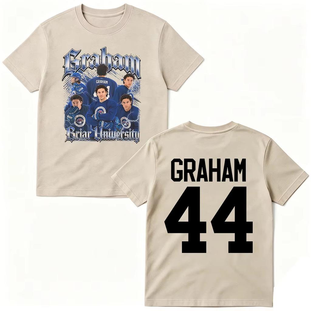 2026 Off Campus Graham 44 T-shirts Briar University Hockey T-shirt Men Women Clothing Fashion Cotton Oversized T-shirts