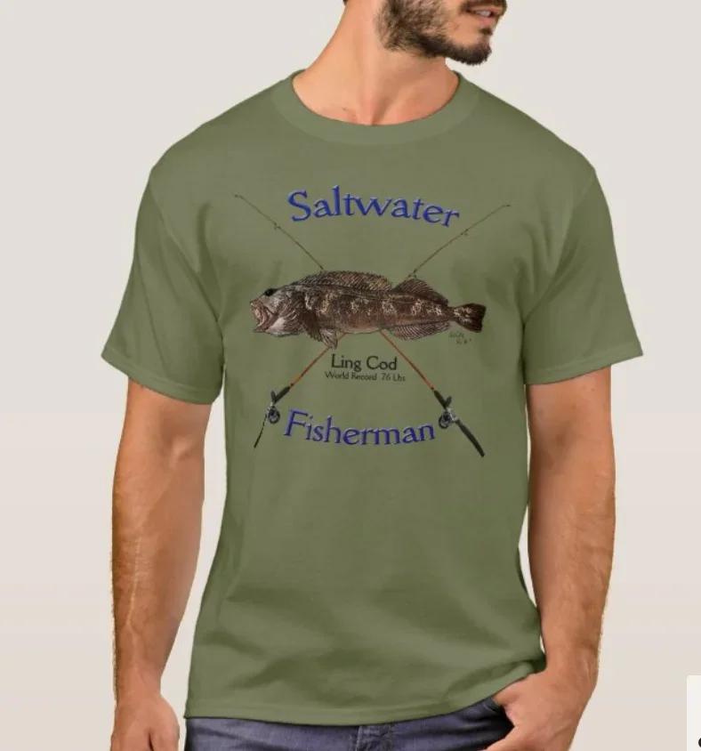 

Ling Cod Saltwater Fisherman Fishing Angler Gift TShirt Summer Cotton Short Sleeve ONeck Mens T Shirt New S3XL 4XL