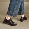 Krazing Pot Pelle di Pecora Punta Tonda Tacco Medio Allacciatura Scarpe Primavera Autunno Taglia Grande 41 Oxford Donna Pumps