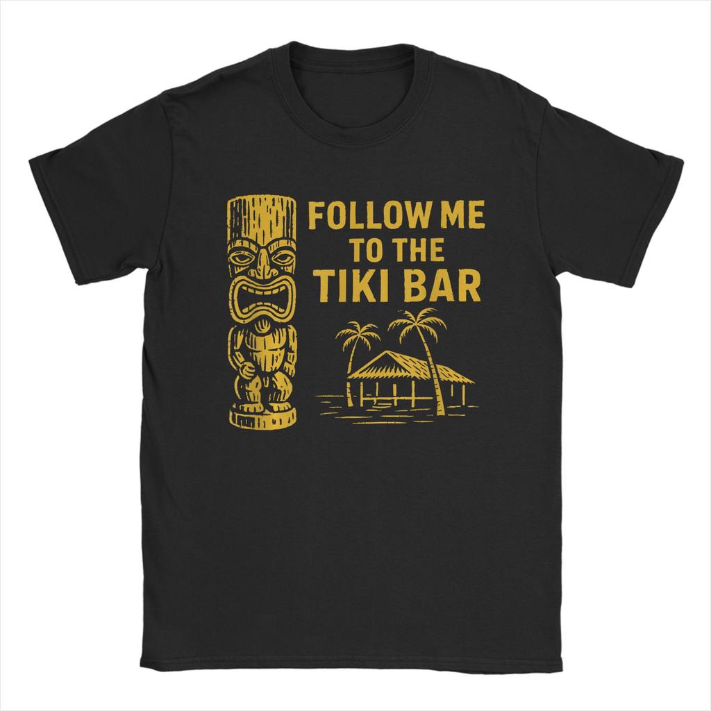 Tiki Woodcut Polynesian Tropical Hawaiian Party Luau Island T Shirt for Men Cotton Fashion for Male TShirt Crewneck Tees Gift