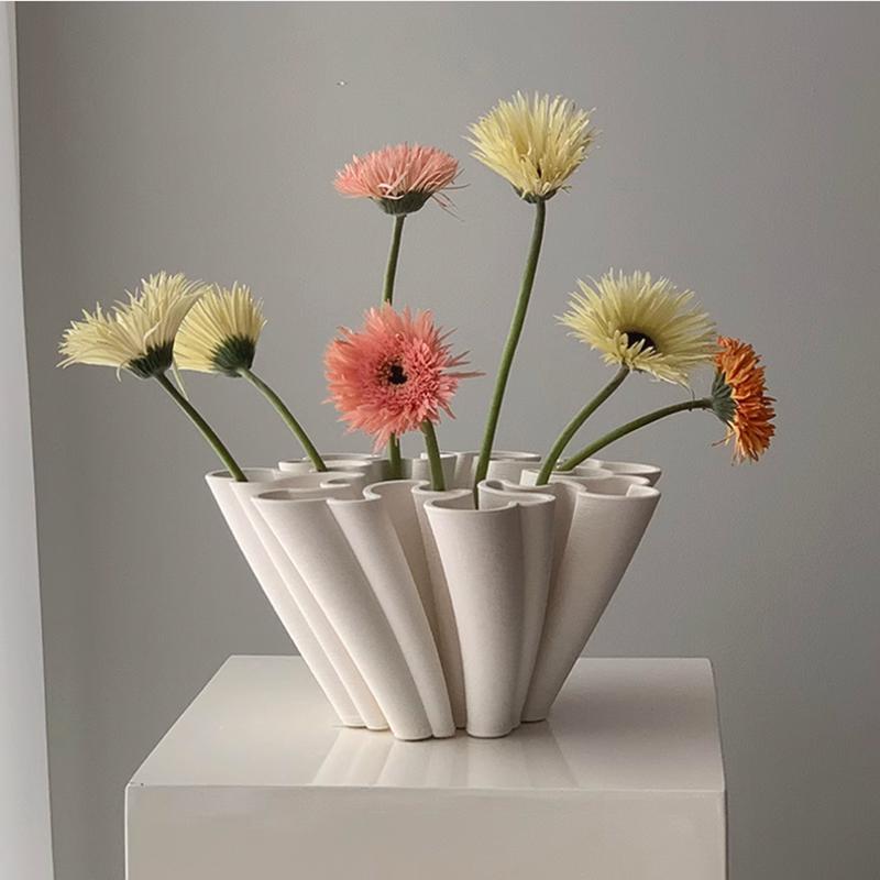 3D Printed Ceramic Vase, Nordic Home Design, Flower Pot, Living Room and Dining Table Decoration, Flower Arrangement Container