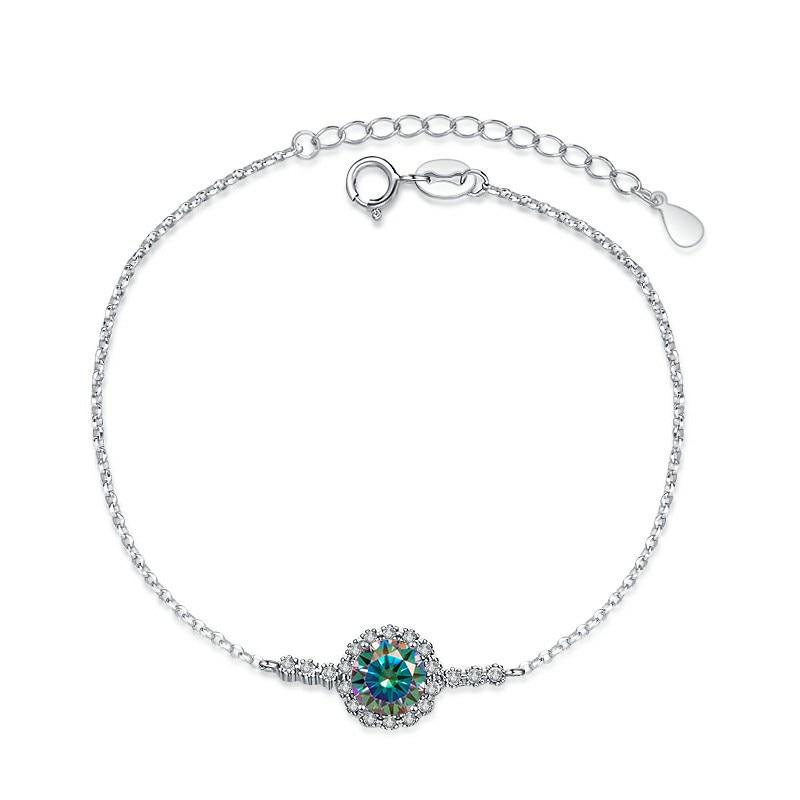 Bague Ringen S925 Sterling Silver Full Star Double Row Drill D Color Mossan Stone Bracelet Female Niche 1 Carat Mossan Diamond