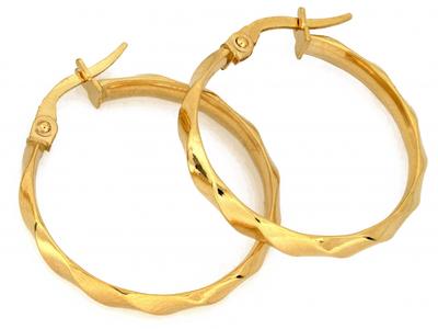 Women's 585 Gold Earrings, Decorated Hoops, Elegant, As a Gift