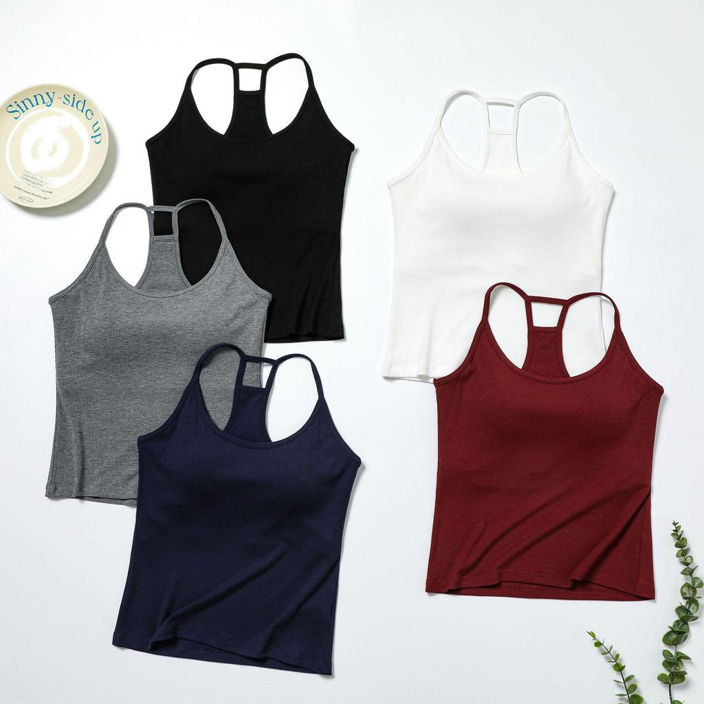 Racerback Damen-Camisole mit integrierten BH-Polstern, ärmelloses, formgebendes Sommer-Top für innen oder außen