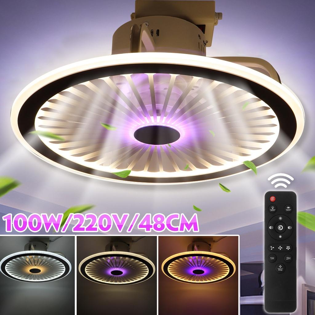 100W Modern LED Ceiling Fan Light App and Remote Control Mute 3-Speed Adjustable Speed Dimmable Ceiling Light for Living Room 220V
