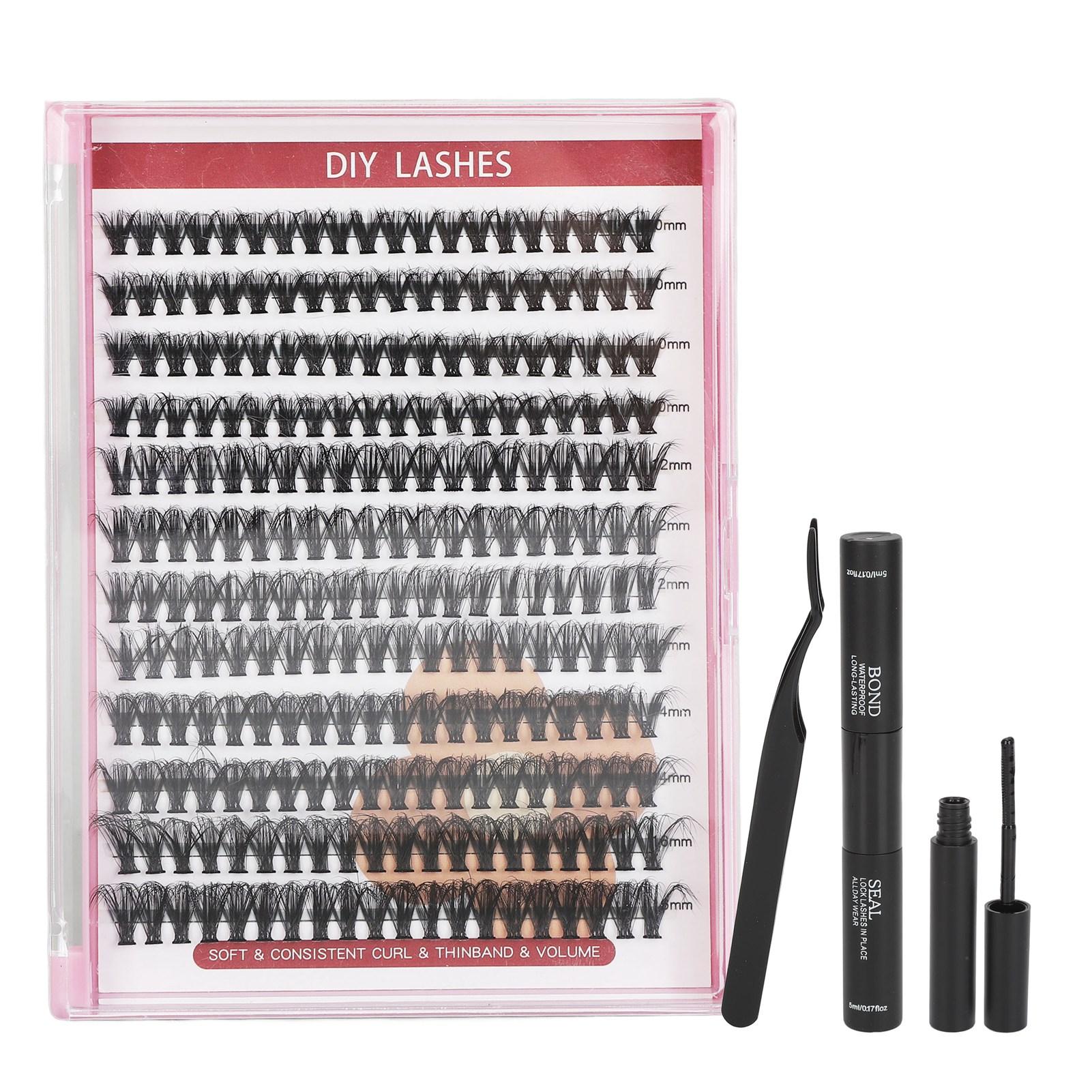 

Набор для наращивания ресниц с пинцетом для уплотнения, легко наносится, долговечный индивидуальный набор для наращивания ресниц для дома 40D 12 Rows 240 Clusters