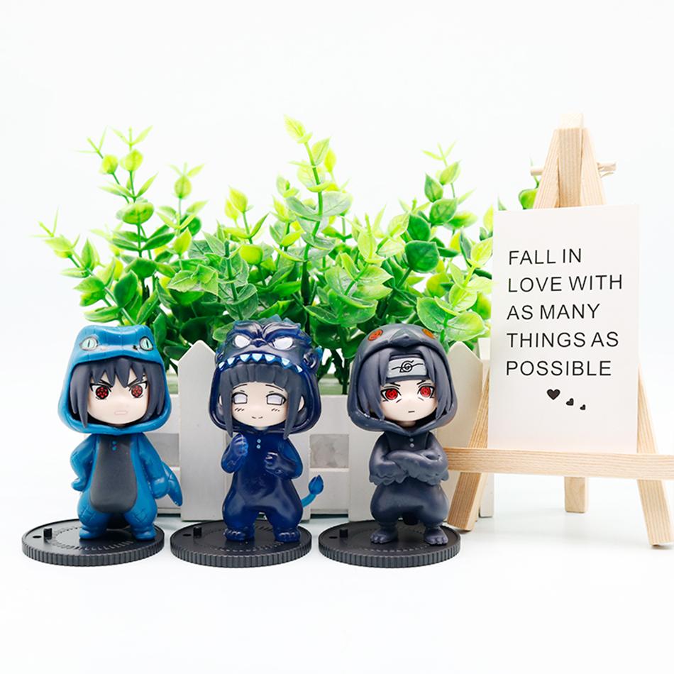 Anime 9pcs/set Naruto Figures Model Naruto Sasuke Kakashi 8cm Doll Costume Design PVCToys Dolls Kid Gift