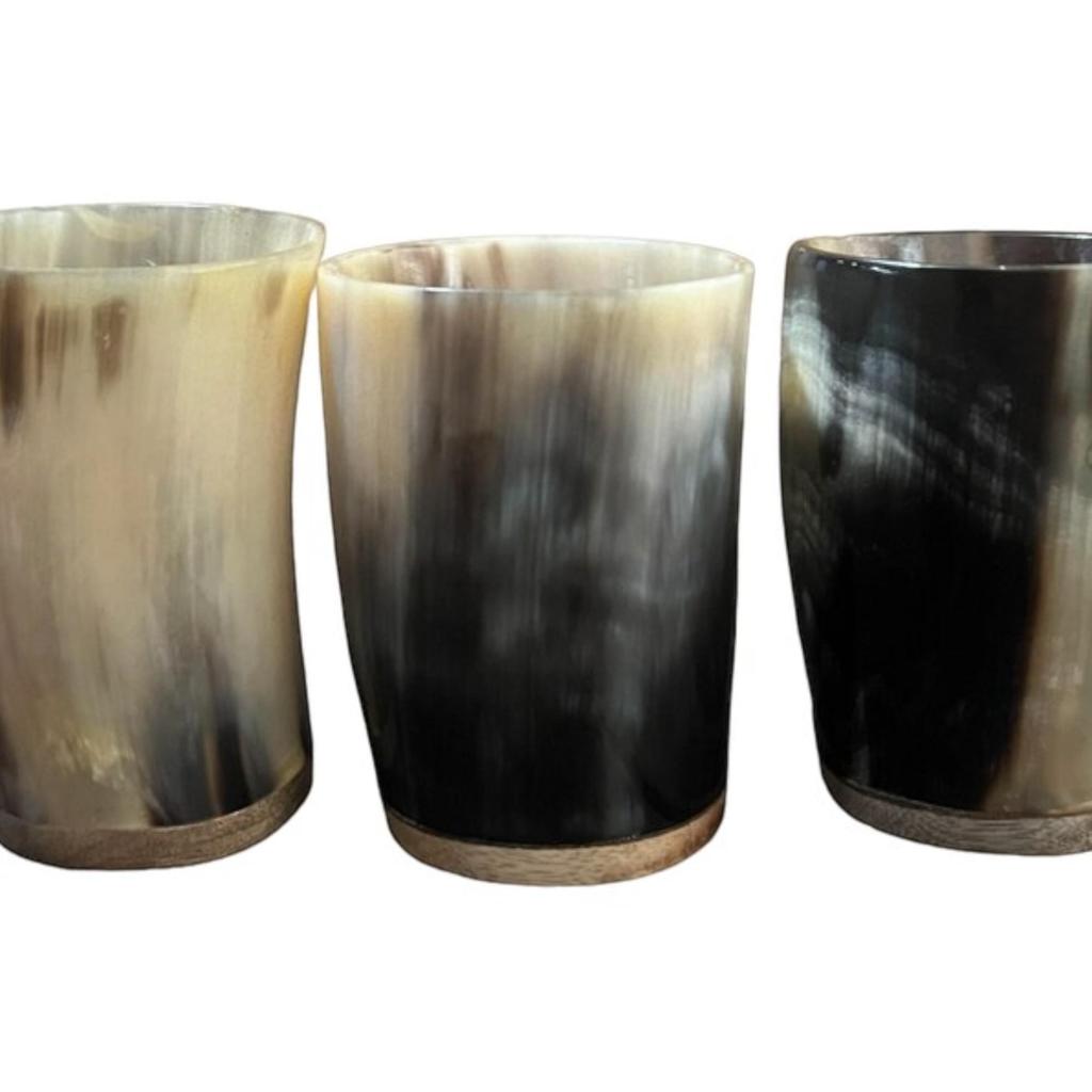 Personalisiertes Wikinger Ochsenhorn Becher Set Trinkhorn Schnapsgläser, Echte Mittelalterliche Hornbecher, Handwerkliche Handarbeit, Ethisch Beschafft