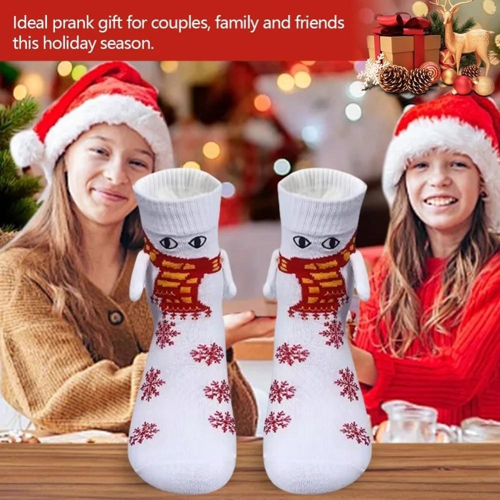 Med Uttryck Roliga Julstrumpor Tecknad Par Matchande Strumpor För Kvinnor Män