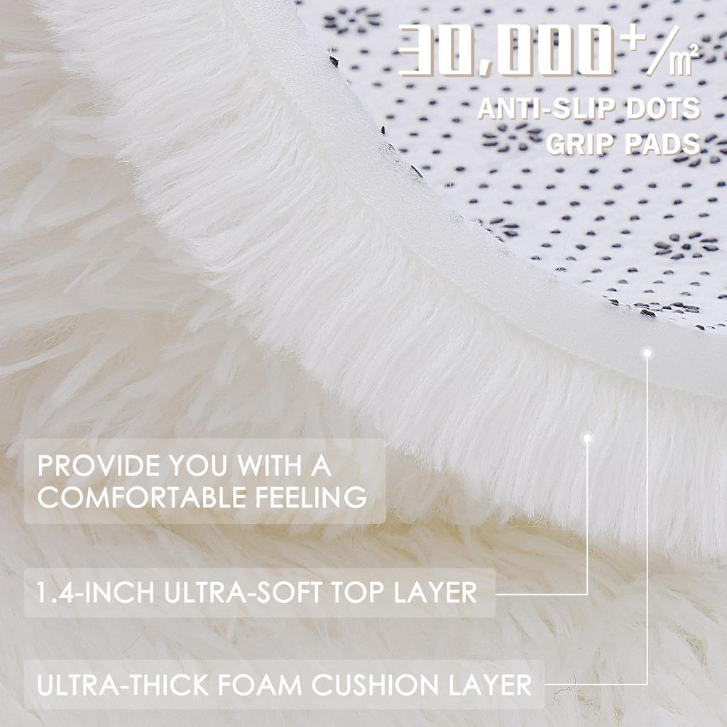 Olanly Large Area Rugs For Living Room Bedroom Soft Fluffy Shaggy Bedside Rug Indoor Floor Plush Carpet for Kids Dorm Home Decor