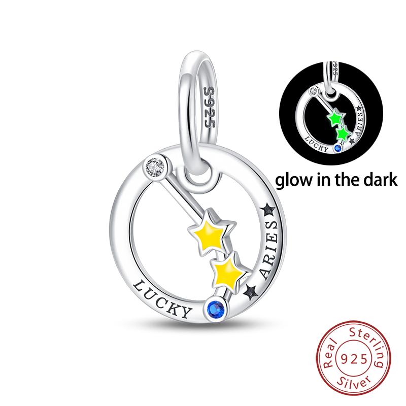 100 copper Creative Luminous 12 Constellation Leo Taurus Pendants Compatible With Authentic Bracelets Do It Yourself Jewellery