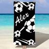 Personalized Soccer Beach Towel Football Pattern Quick Dry Soft Absorbent Summer Pool Sea Vacation Sporty Gift for Boys & Girls